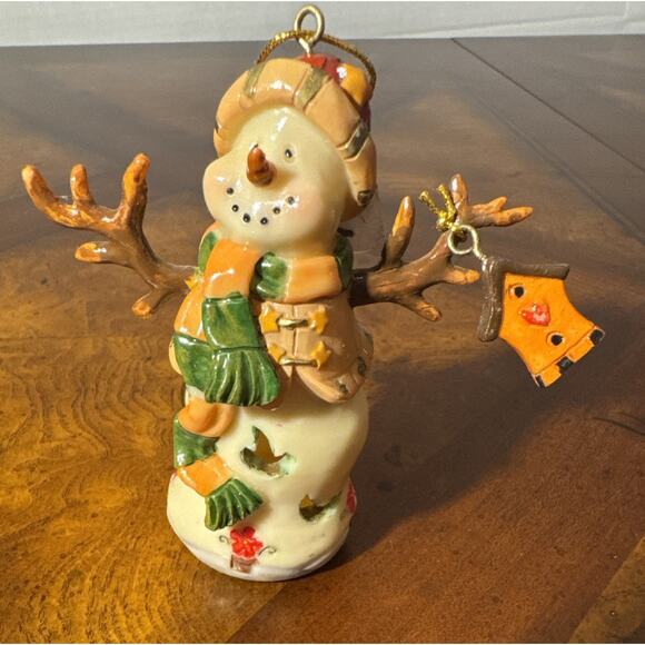 Country Cottage Snowman Christmas Ornament With Birdhouse - Picture 2 of 10